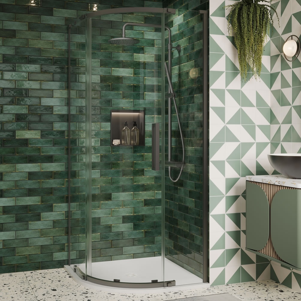 Lifestyle image of Crosswater Asura 8 Slate 900mm Shower Quadrant